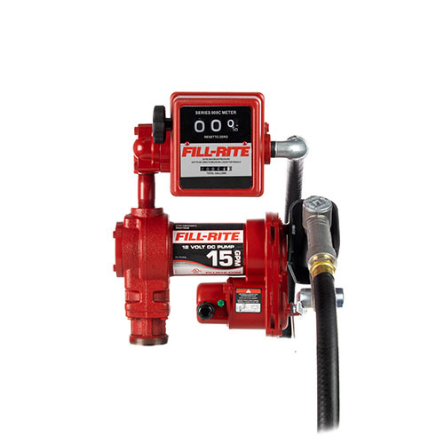 Fill-Rite Model FR1211H 12 Volt DC Pump with Hose, Manual Nozzle & Meter