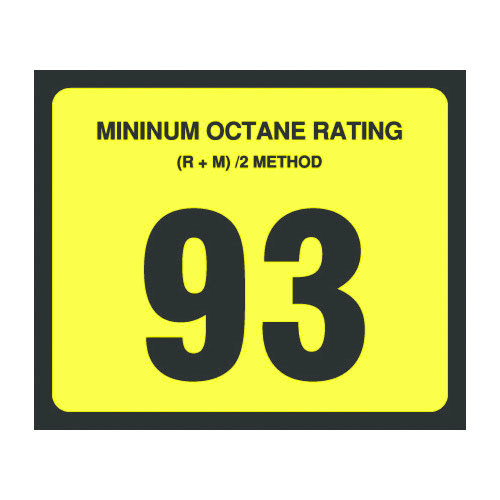 93 Octane Decal 3 inch width x 2.5 inch height