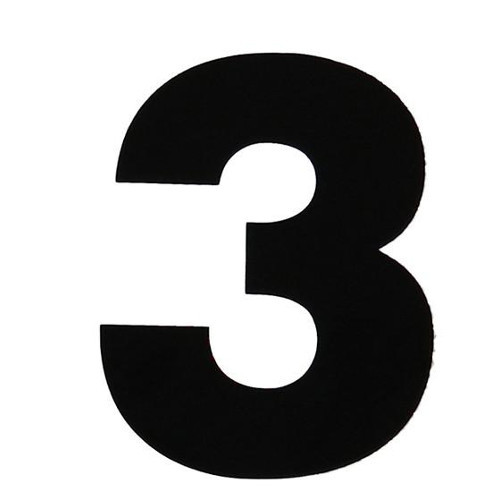 Performance Ink VL-4-3 4-Inch Black Vinyl Number 3 Decal